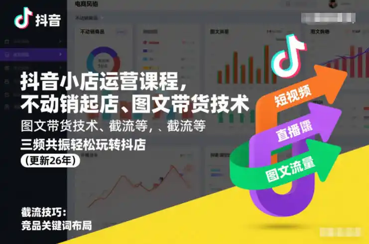《天祥抖店三频共振全栈实操，不动销起店+图文截流，26年矩阵放大稳定变现》-猴哥资源站