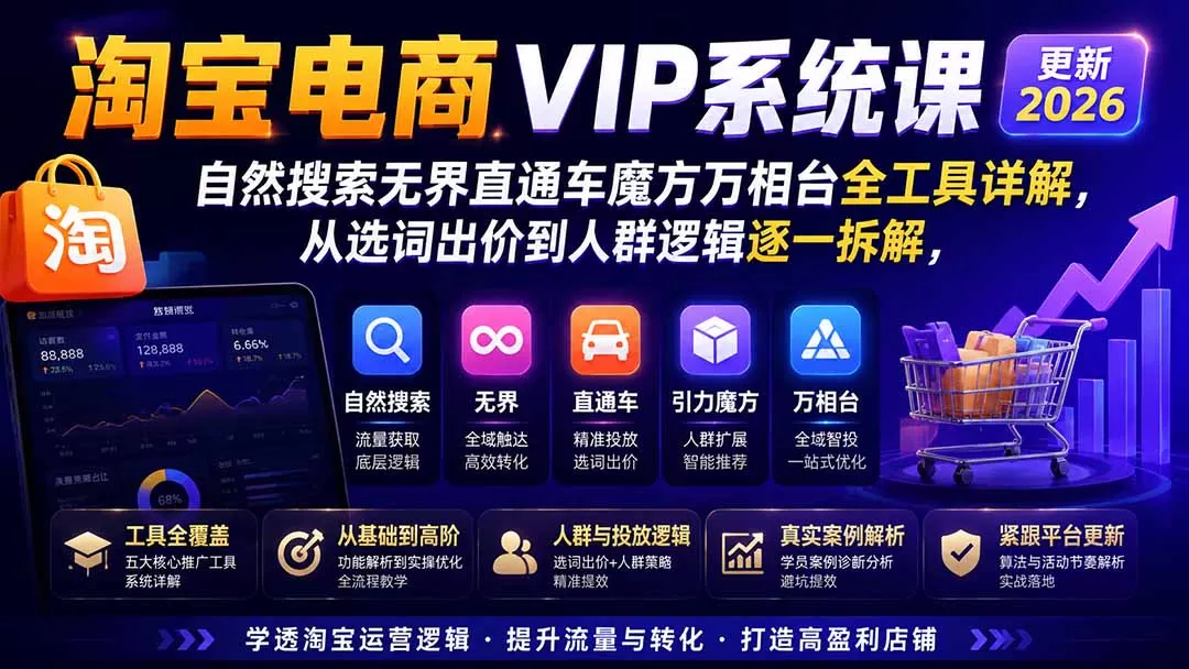 《淘宝搜索+无界推广全链路实战，从0到1打造稳定出单店铺》-猴哥资源站