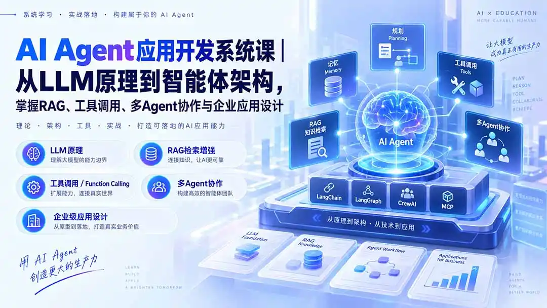 《AI Agent全栈开发实战:从0搭建智能体,掌握未来十年核心技能》-猴哥资源站