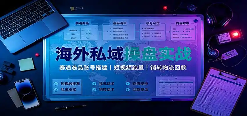 《海外私域操盘手全流程落地攻略，从起号到回款一套打通》-猴哥资源站