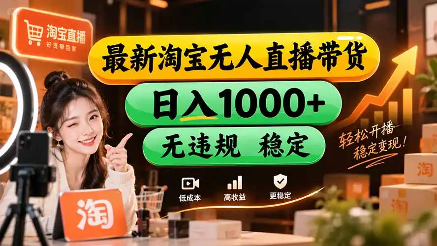 《淘宝无人直播蓝海攻略，一台电脑全自动开播矩阵放大》-猴哥资源站