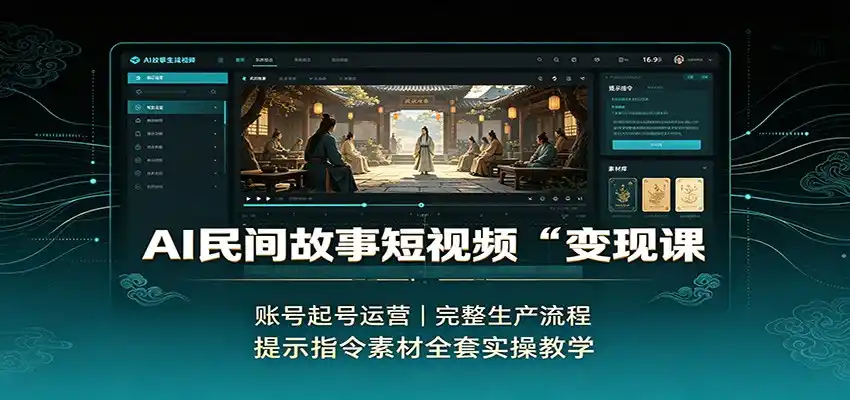 《AI民间故事短视频全流程实操，零基础起号日更变现攻略》-猴哥资源站