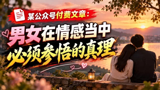 某公众号付费文章：男女在情感当中必须参悟的真理-猴哥资源站
