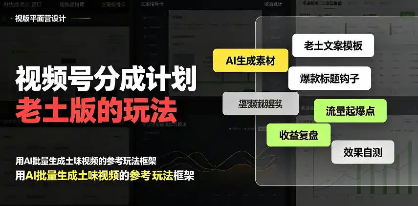 《视频号分成计划老土版，AI量产日入300+的蓝海玩法》-猴哥资源站