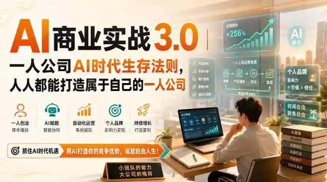 《AI一人公司实战3.0：零基础打造个人商业闭环，AI赋能副业创业稳健变现》-猴哥资源站