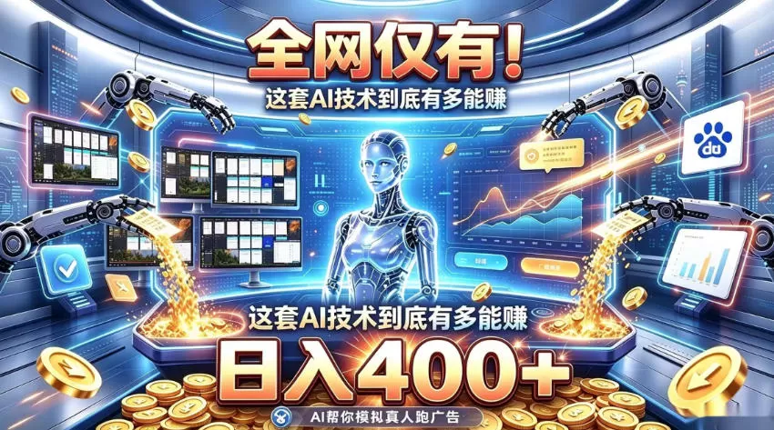 《AI全自动挂机日入400+，零基础躺赚被动变现攻略》-猴哥资源站