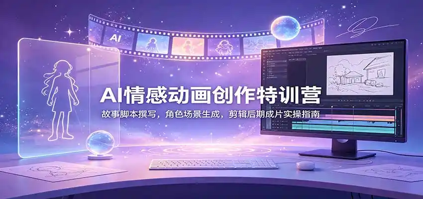 《AI情感动画全流程实战，零基础批量产出催泪爆款短视频》-猴哥资源站