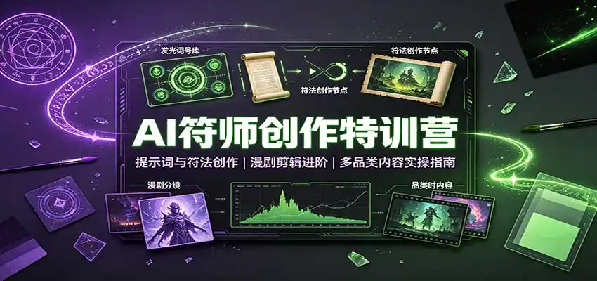 《AI多参宗符师训练营：零基础35天打通全品类AI内容创作，广告短剧一网打尽》-猴哥资源站