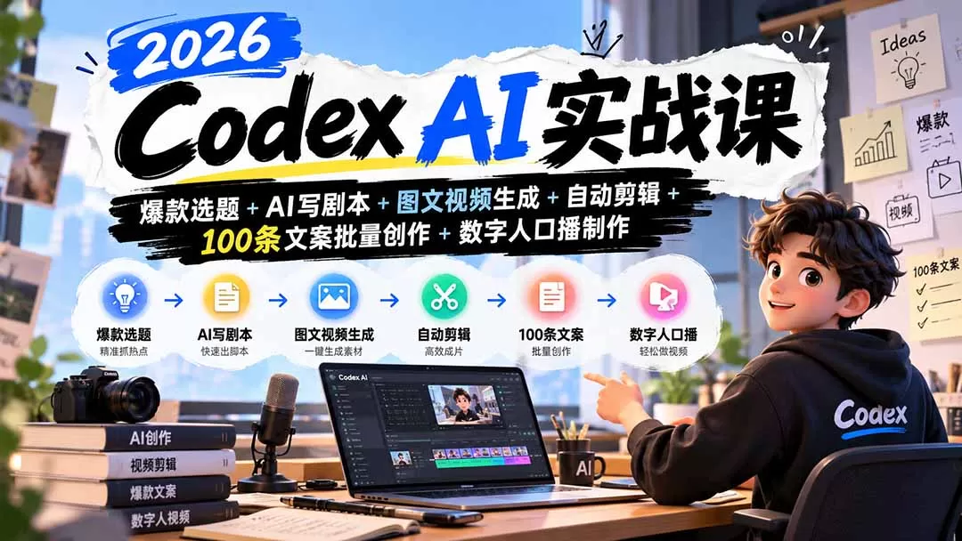 《Codex零基础AI智能体实战，办公电商自媒体全自动批量生产》-猴哥资源站
