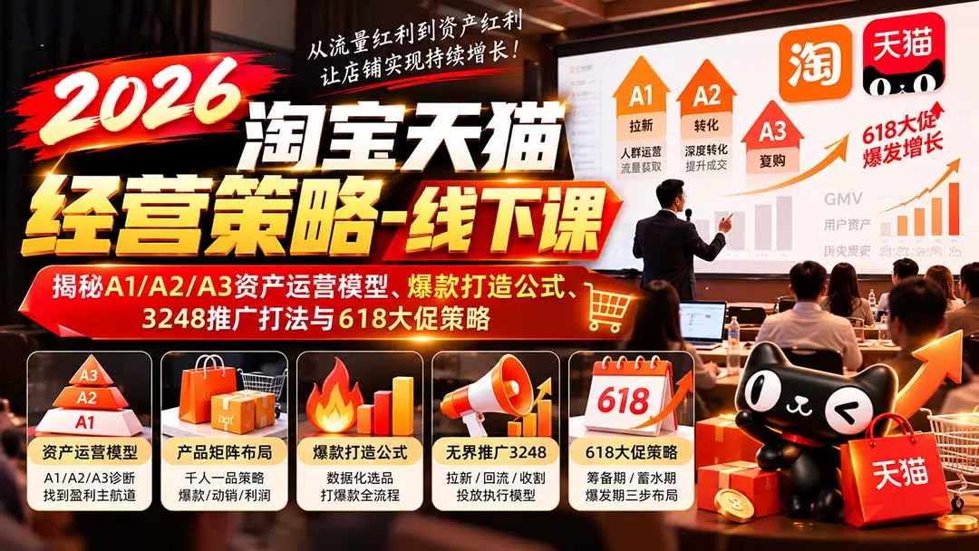 《2026淘天经营策略班：资产运营+爆款矩阵+无界推广全拆解》-猴哥资源站