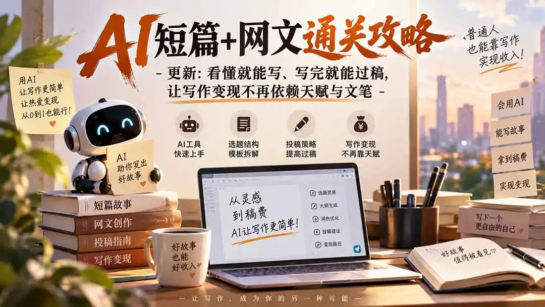《AI写作变现全攻略：零基础用AI写短篇网文，快速过稿拿稿费》-猴哥资源站