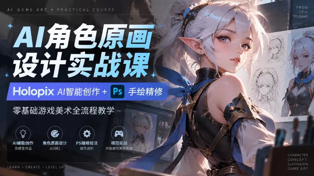 《AI+PS双引擎原画实战，零基础快速出专业角色作品》-猴哥资源站