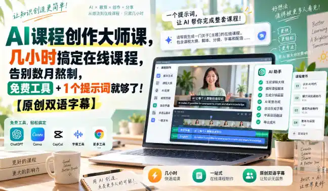 《AI课程创作大师课：几小时搞定在线课程，零基础也能快速变现》-猴哥资源站