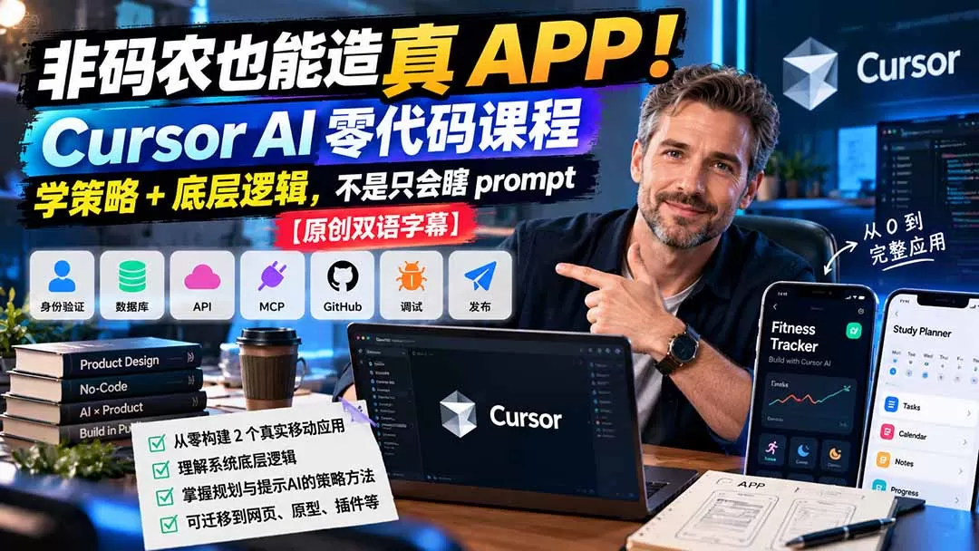 《不写代码也能造App，Cursor全流程实战从0到上线》-猴哥资源站