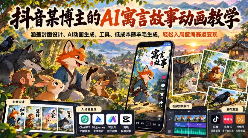 《AI寓言动画蓝海实战：零基础批量出片，轻松入局变现》-猴哥资源站
