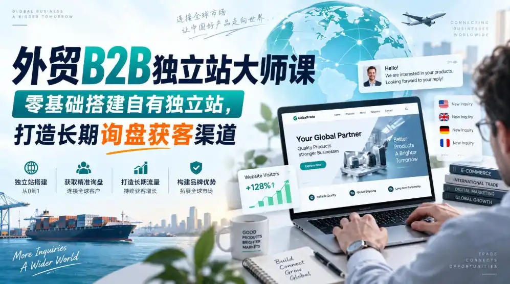 《外贸B2B独立站从0搭建，谷歌SEO询盘获客全套实操》-猴哥资源站