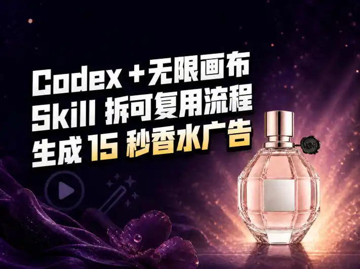 《Codex Skill拆解Amazon香水广告，15秒梦幻大片零基础出片》-猴哥资源站