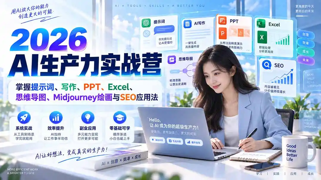 《AI全场景实战套课：从提示词到变现，零基础也能玩转办公与副业》-猴哥资源站