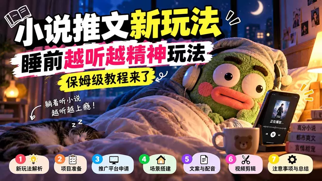 《丑萌玩偶躺床听小说，新玩法推文视频轻松爆播放》-猴哥资源站