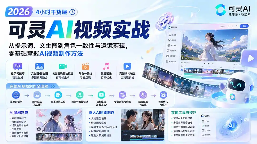 《零基础玩转可灵AI视频，漫剧短剧全流程实战，跑通AI制片稳定变现》-猴哥资源站