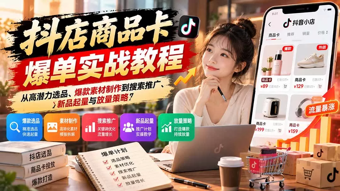 《抖店商品卡实战：选品到爆量，一套可复制的流量打法》-猴哥资源站