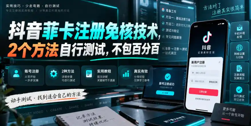 《抖音菲卡免核注册2大实战方法，低门槛快速上手副业新玩法》-猴哥资源站