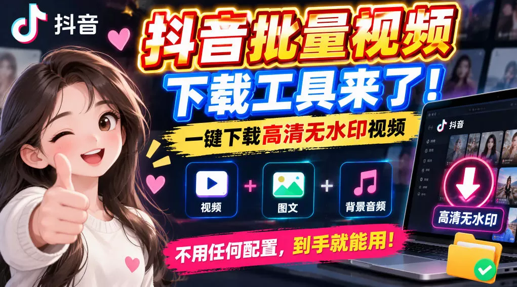 《抖音批量下载神器，一键抓取高清无水印作品，零配置上手》-猴哥资源站