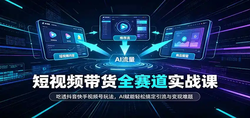 《2026全赛道短视频带货实战,AI剪辑+多平台矩阵,新手也能稳定变现》-猴哥资源站