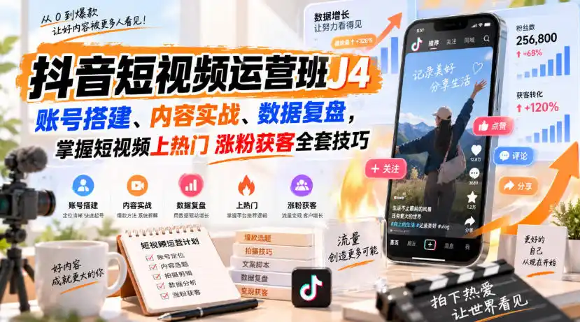 《抖音起号全链路实操，零基础也能掌握上热门涨粉变现》-猴哥资源站