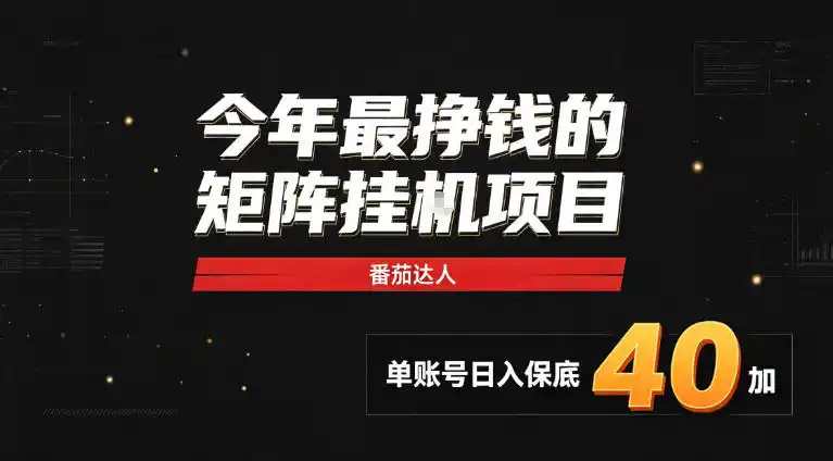 《番茄达人矩阵全自动挂机，多号日入40+的零人工副业玩法》-猴哥资源站