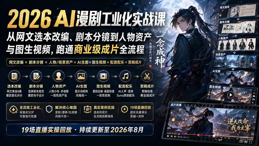 《AI漫剧工业化实战全解，零基础批量产出的爆款变现攻略》-猴哥资源站