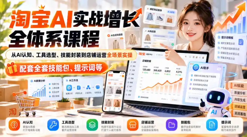 《淘宝AI全体系实战：从选品到推广，零基础也能自动化运营》-猴哥资源站