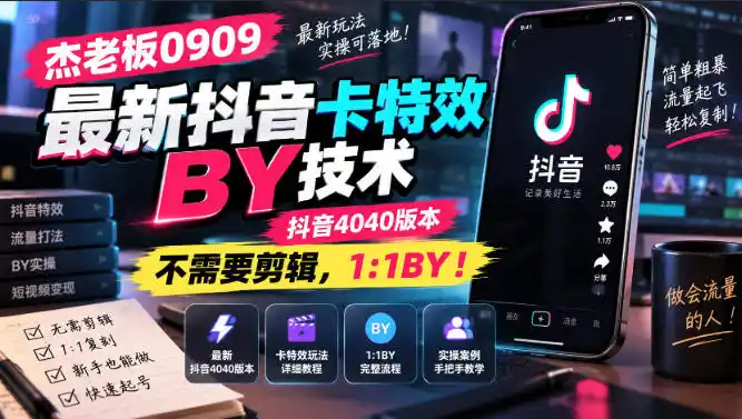 《抖音卡特效1:1搬运，不剪辑多号矩阵，新手也能稳定起号》-猴哥资源站