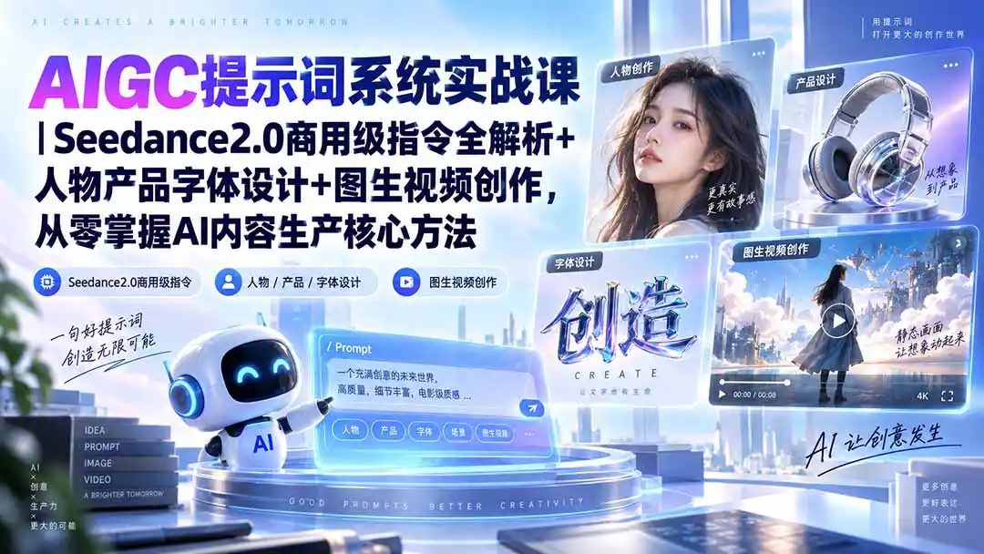 《Seedance2.0商用提示词全攻略,零基础出片出图一单几百》-猴哥资源站