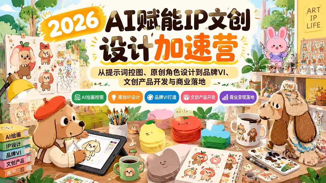 《AI赋能IP文创设计加速营：零基础打造原创IP，接单变现全攻略》-猴哥资源站