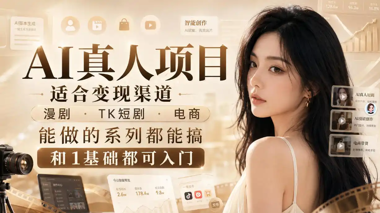 《AI真人视频实战体系：0基础入门到矩阵变现，一单几百的完整落地攻略》-猴哥资源站