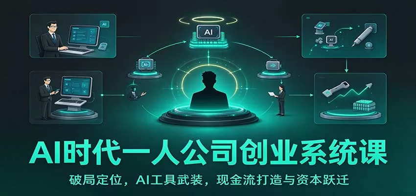 《AI一人公司实战：从定位到AI武器库，搭建自动现金流系统》-猴哥资源站