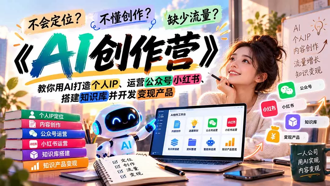《AI创作实战营：一人公司AI内容生产与IP变现全攻略》-猴哥资源站