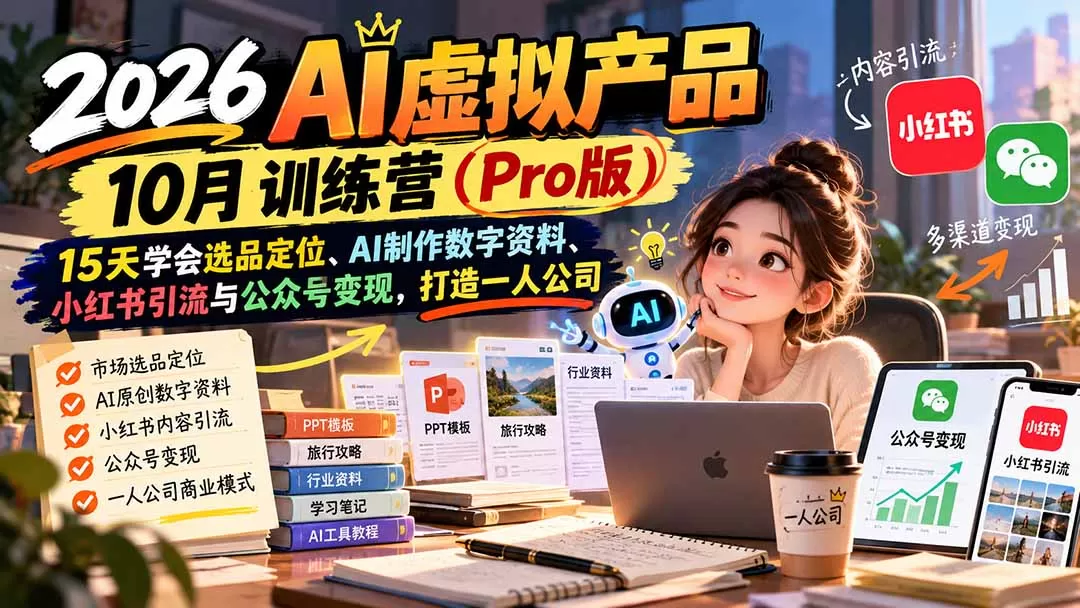 《AI虚拟产品实战体系，零基础打造可复利数字资产》-猴哥资源站