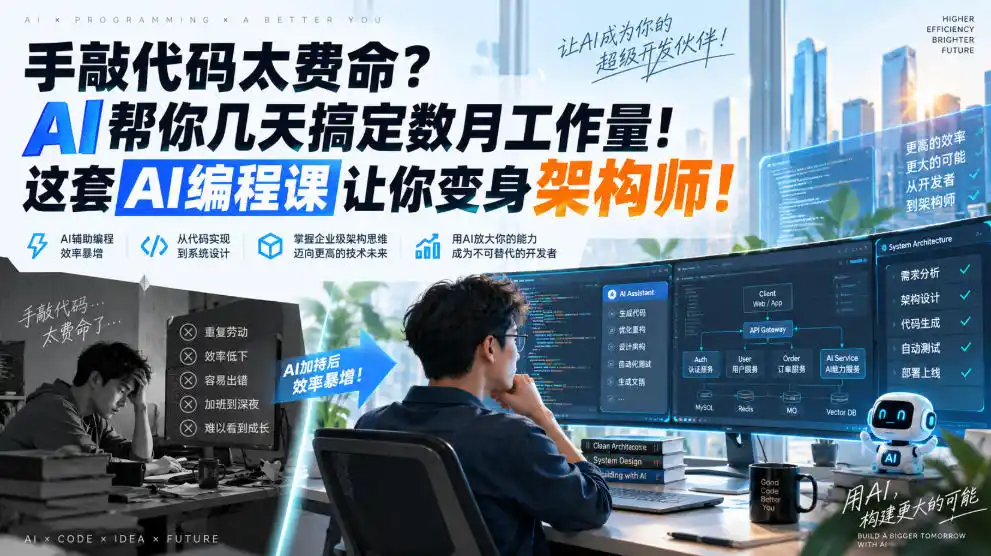 《AI智能体编码实战课：从手动码农到架构师，零基础也能高效交付》-猴哥资源站