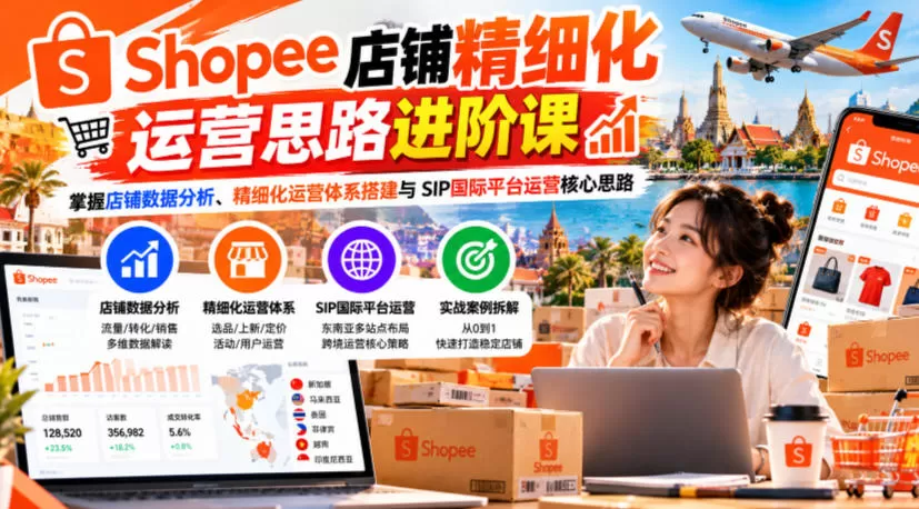 《Shopee虾皮进阶运营课：数据诊断+精细化体系+SIP国际平台全拆解》-猴哥资源站