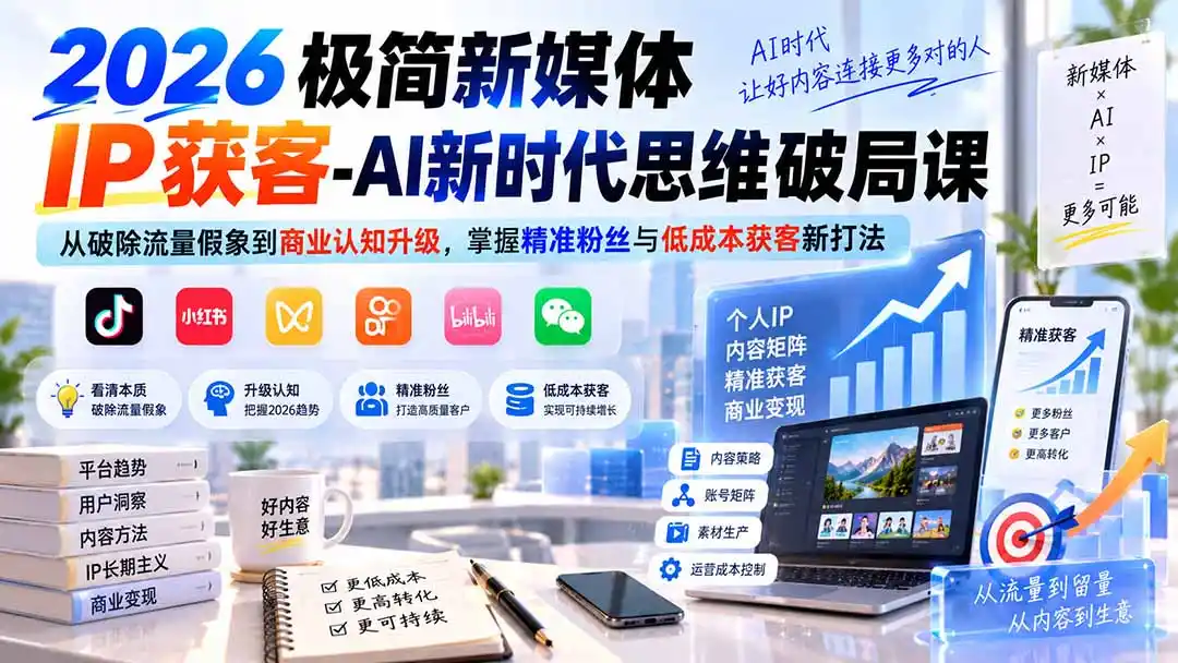 《AI+手机实战体系：低成本打造新媒体IP获客的完整攻略》-猴哥资源站