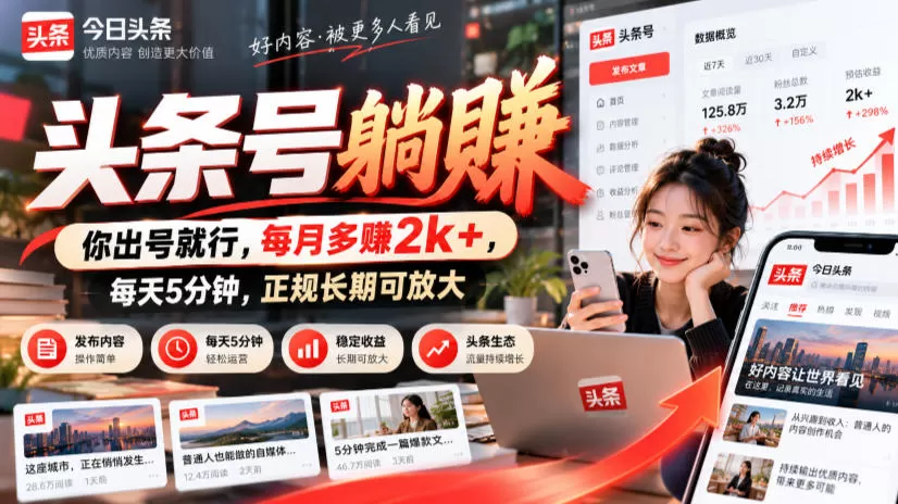 《头条号托管新玩法：你出号我运营，每天5分钟稳定分钱》-猴哥资源站