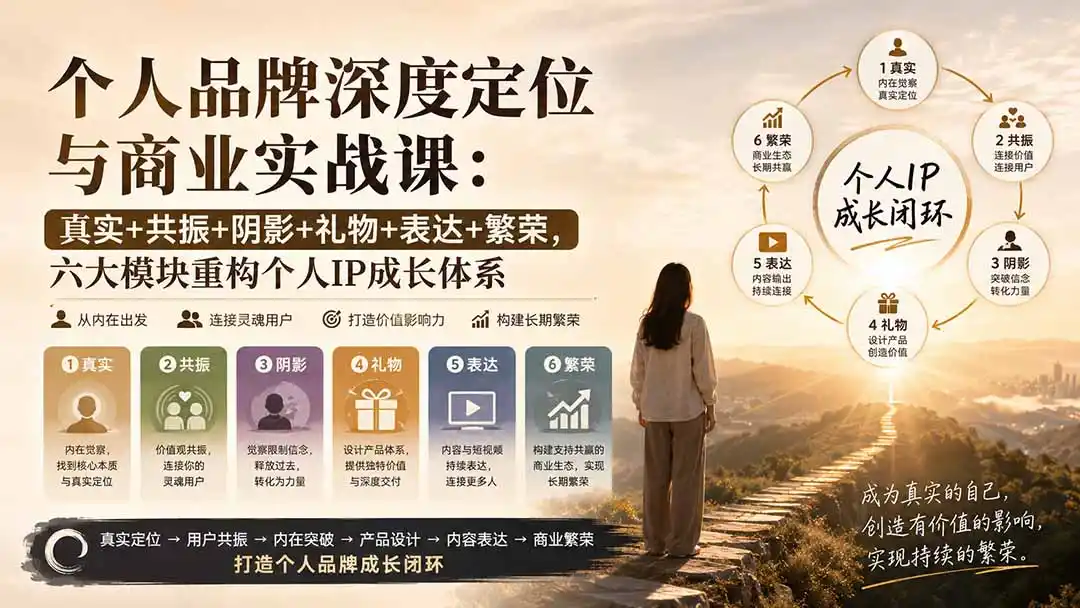 《真实IP变现全攻略：从灵魂定位到商业繁荣，零基础打造个人品牌闭环》-猴哥资源站