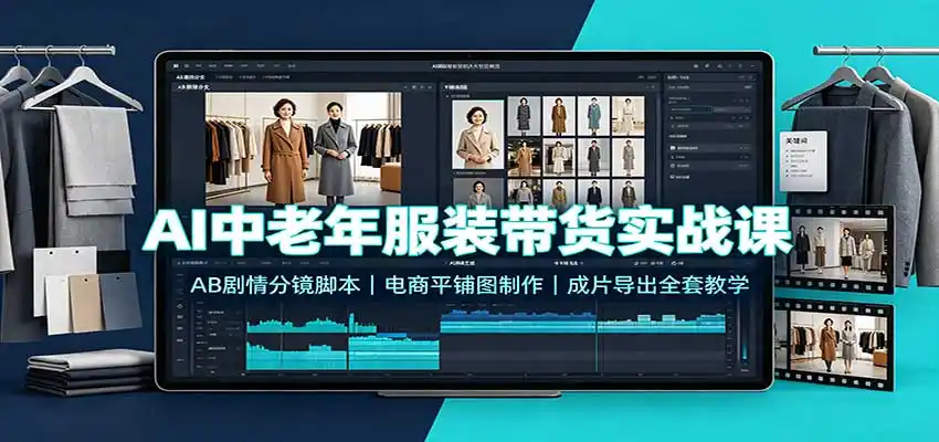《AI中老年服装剧情带货全流程，零实拍低成本日产出稳定变现》-猴哥资源站