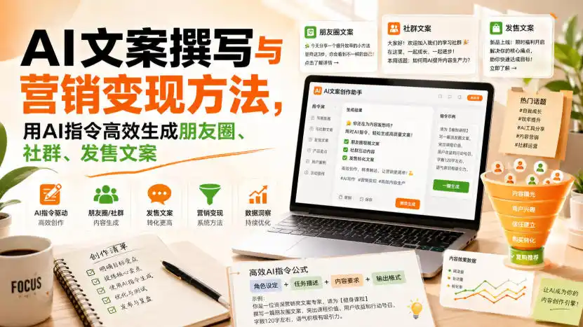 《AI文案自动收钱术：朋友圈+社群+发售全流程，零基础写出高转化爆款》-猴哥资源站