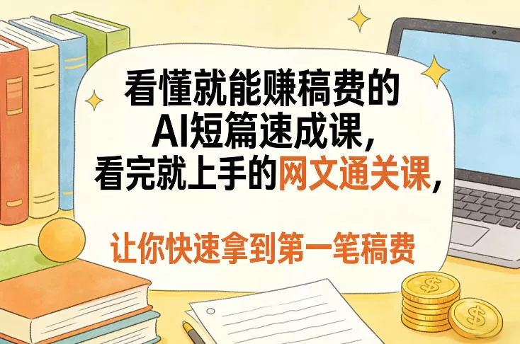 《AI短篇速成，看懂就能写，快速拿到第一笔稿费》-猴哥资源站