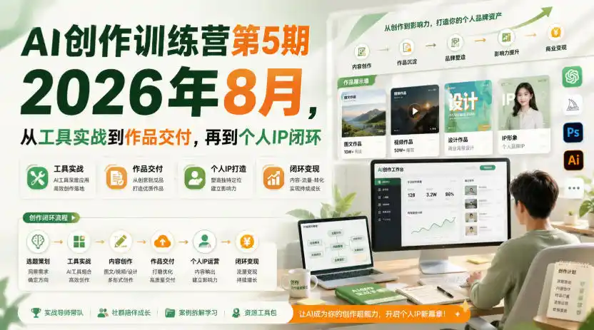 《AI创作训练营第5期：从工具实战到个人IP商业闭环全攻略》-猴哥资源站