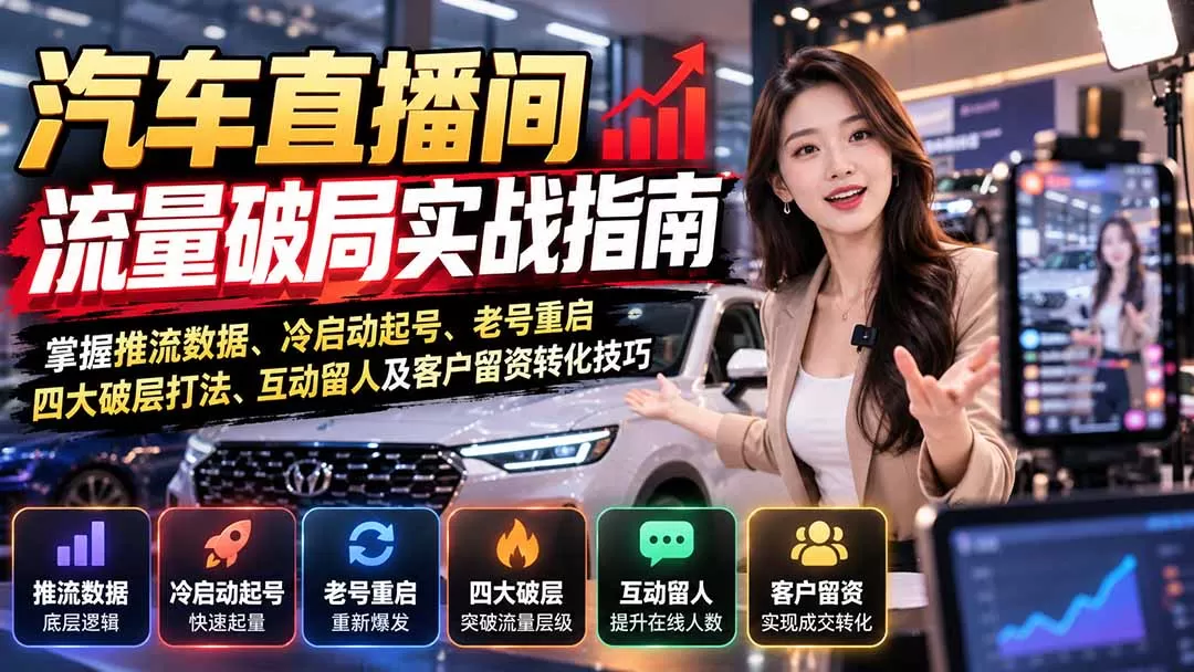 《汽车直播从0到操盘手：27节实战拆解起号留资成交全链路》-猴哥资源站