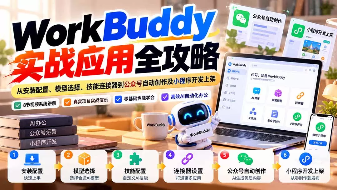 《零基础玩转AI办公自动化，公众号+小程序双实战一次打通》-猴哥资源站